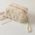 Plush Makeup Bags with Handle Soft Travel Cosmetic Storage Bag Portable Love Print Organizer Pencil Case Cute Clutch Pouch