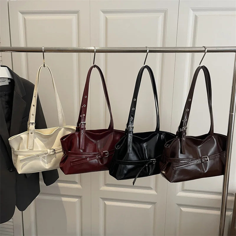 Vintage-Inspired Wine Red Shoulder Bag/Purse