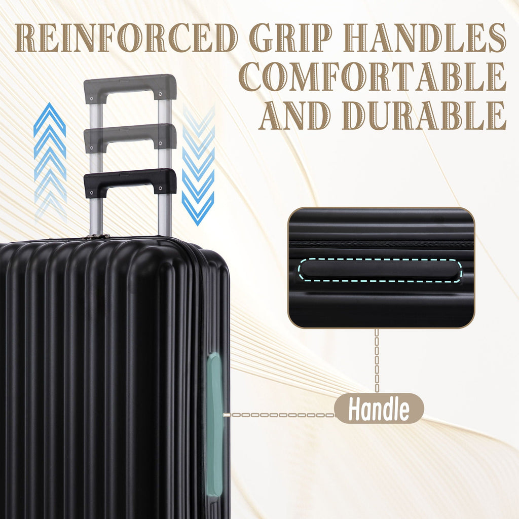 Set Spinner Wheel Luggage, Carry On Suitcase, With Cup Holder & USB Port & Phone Holder