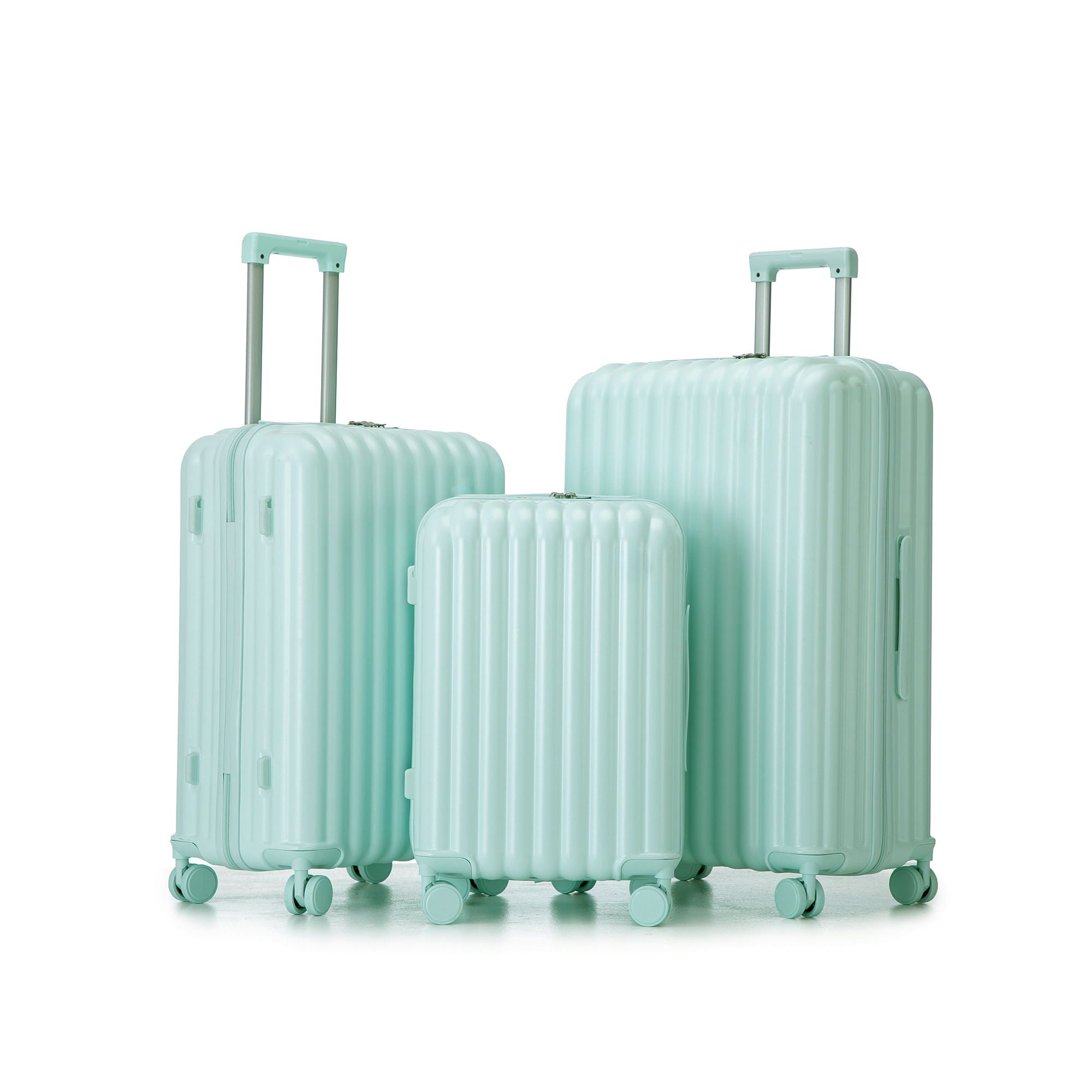 Set Spinner Wheel Luggage, Carry On Suitcase, With Cup Holder & USB Port & Phone Holder