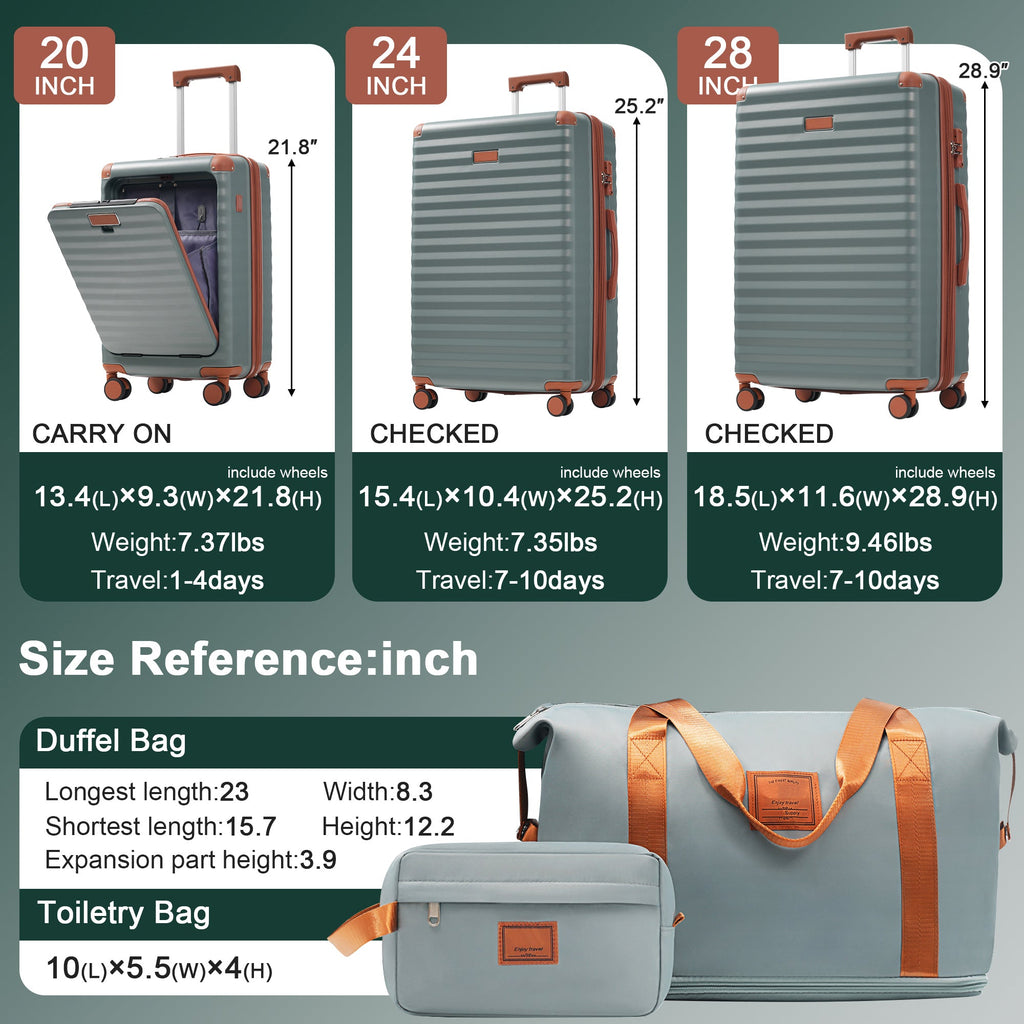 Deluxe 5-Piece Hard-Side Luggage Set with USB and TSA Locks