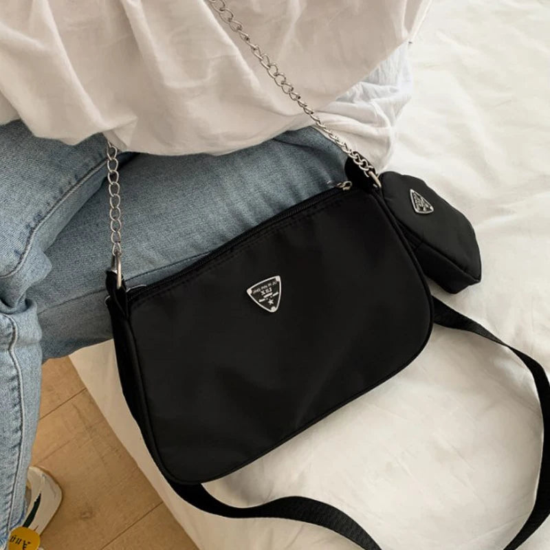 Nylon Crossbody Bag For Women Fashion Portable Casual Underarm Bag Students Cross Body Bag