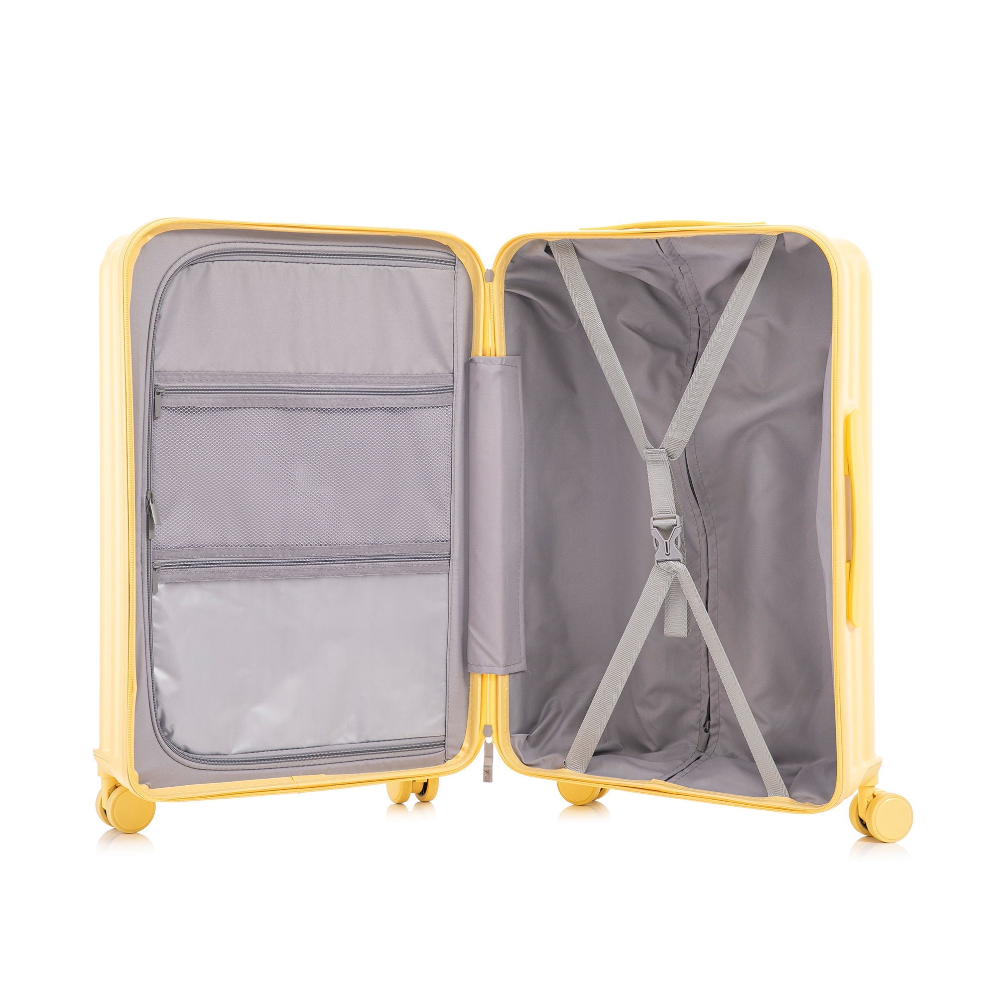 Set Spinner Wheel Luggage, Carry On Suitcase, With Cup Holder & USB Port & Phone Holder