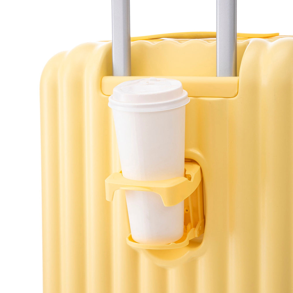 Set Spinner Wheel Luggage, Carry On Suitcase, With Cup Holder & USB Port & Phone Holder