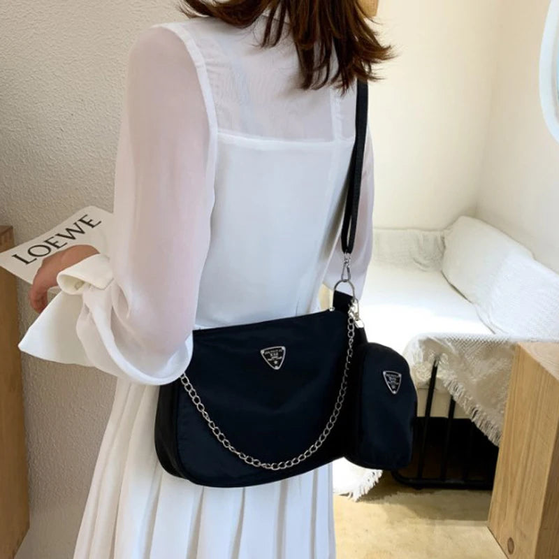 Modern 2-Piece Shoulder Bag Nylon Handbag & Crossbody Set