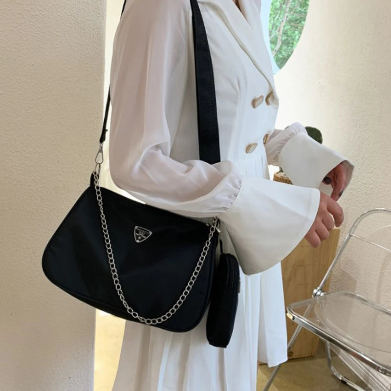 Modern 2-Piece Shoulder Bag Nylon Handbag & Crossbody Set