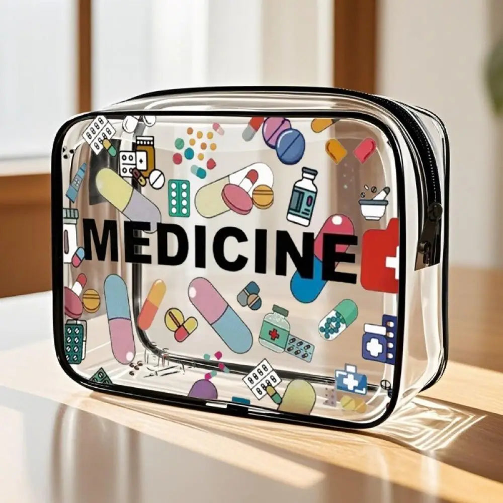 Hot Sale Transparent Cartoon Cute Practical Portable Charging Cable Pill Cosmetic Bag Change Bag Card Bag Portable Travel Storag