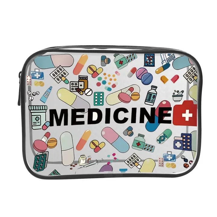 Hot Sale Transparent Cartoon Cute Practical Portable Charging Cable Pill Cosmetic Bag Change Bag Card Bag Portable Travel Storag