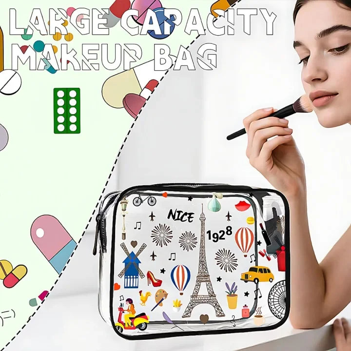 Hot Sale Transparent Cartoon Cute Practical Portable Charging Cable Pill Cosmetic Bag Change Bag Card Bag Portable Travel Storag