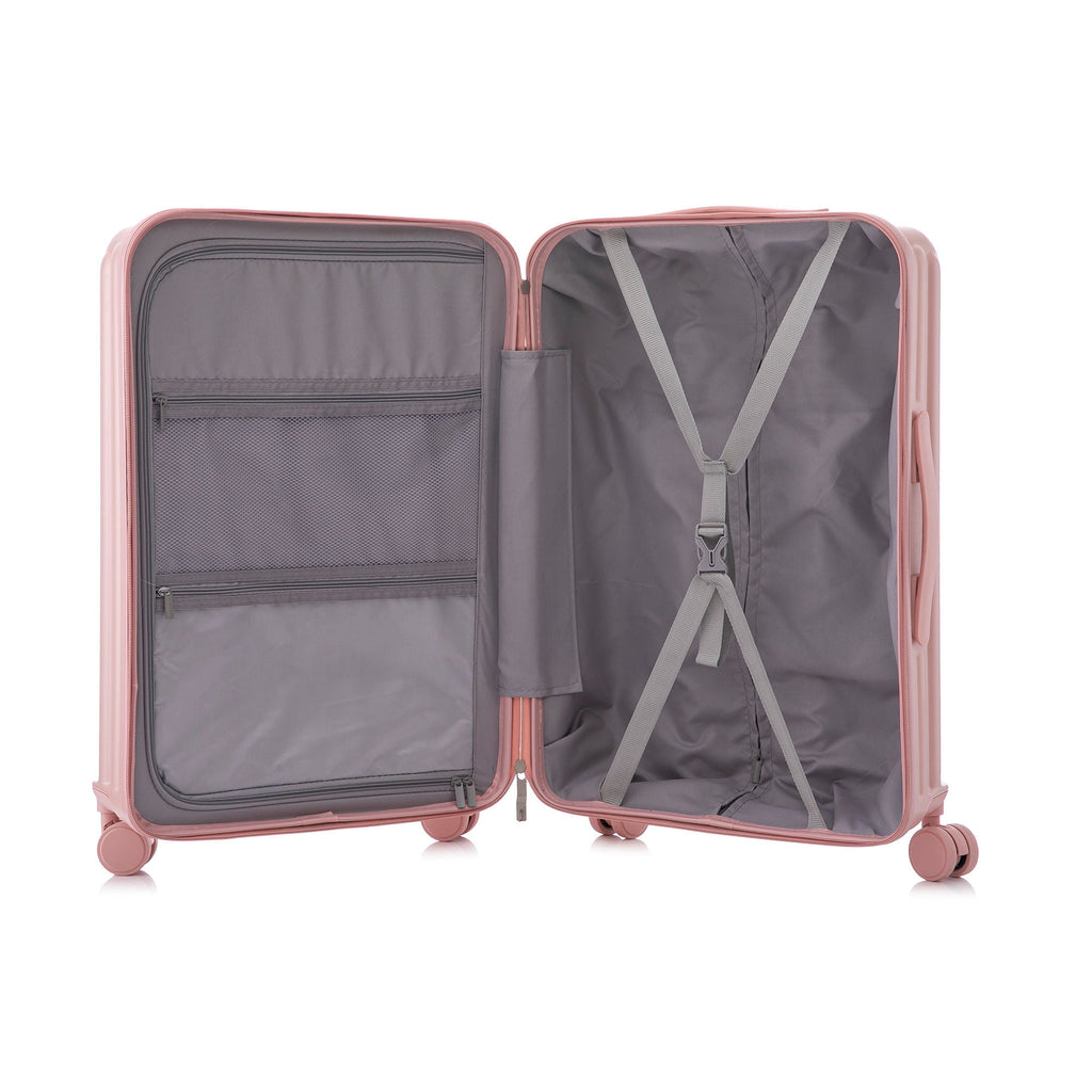 Set Spinner Wheel Luggage, Carry On Suitcase, With Cup Holder & USB Port & Phone Holder