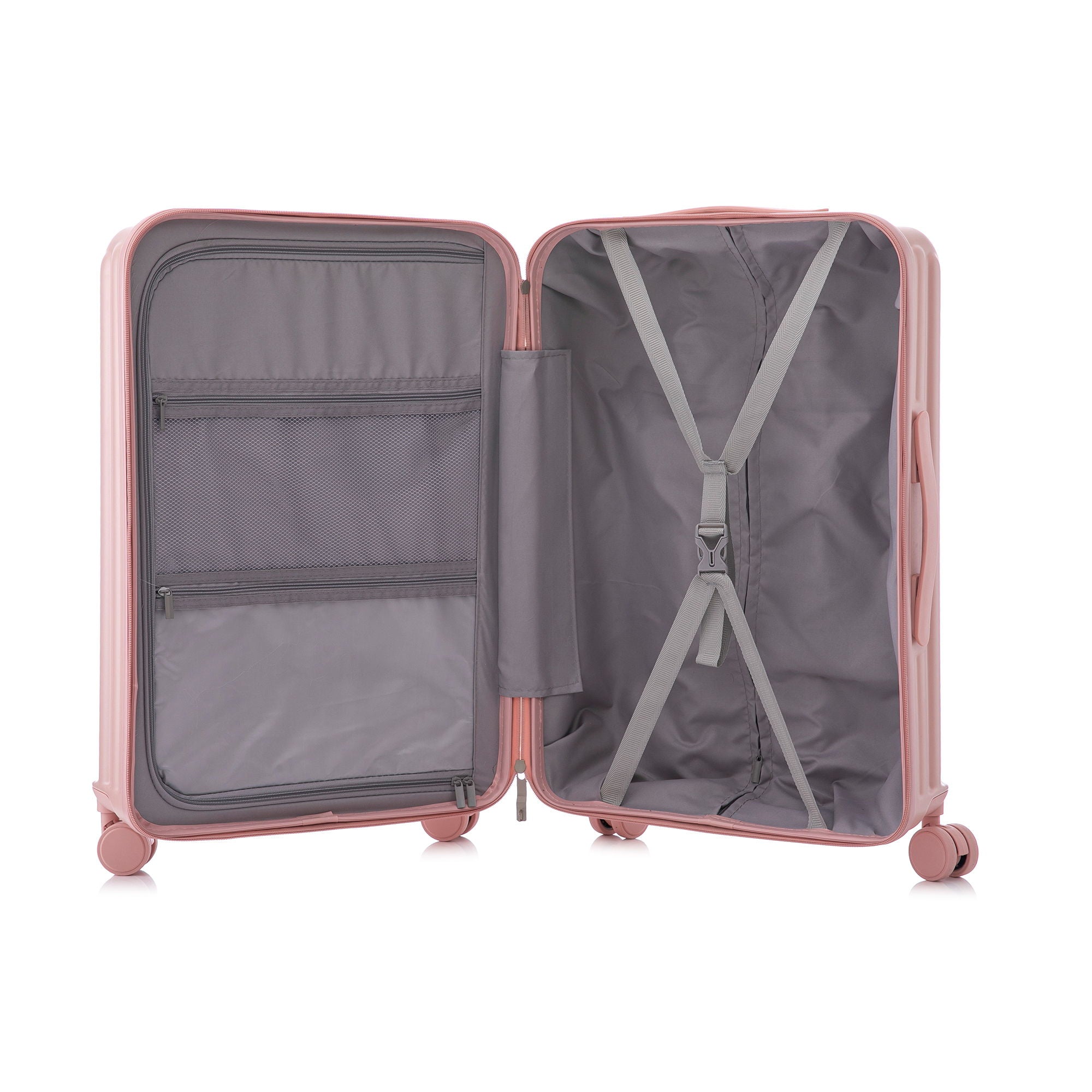 Set Spinner Wheel Luggage, Carry On Suitcase, With Cup Holder & USB Port & Phone Holder