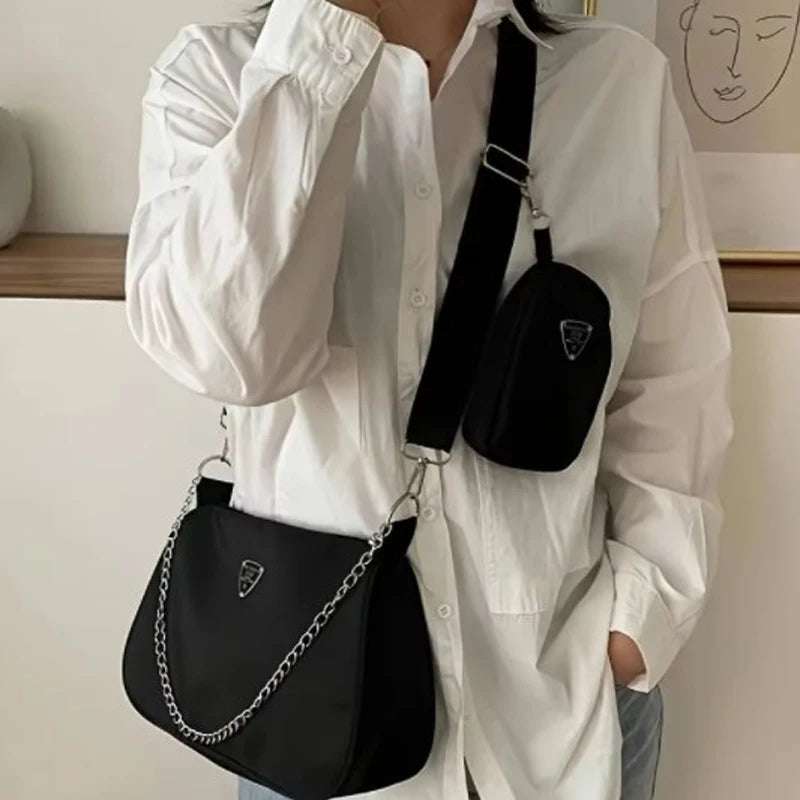 Modern 2-Piece Shoulder Bag Nylon Handbag & Crossbody Set