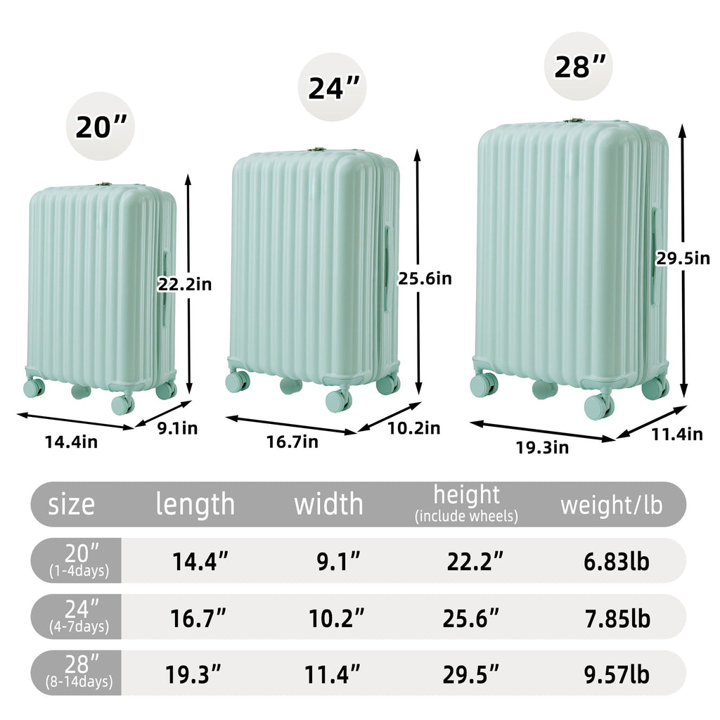 Set Spinner Wheel Luggage, Carry On Suitcase, With Cup Holder & USB Port & Phone Holder