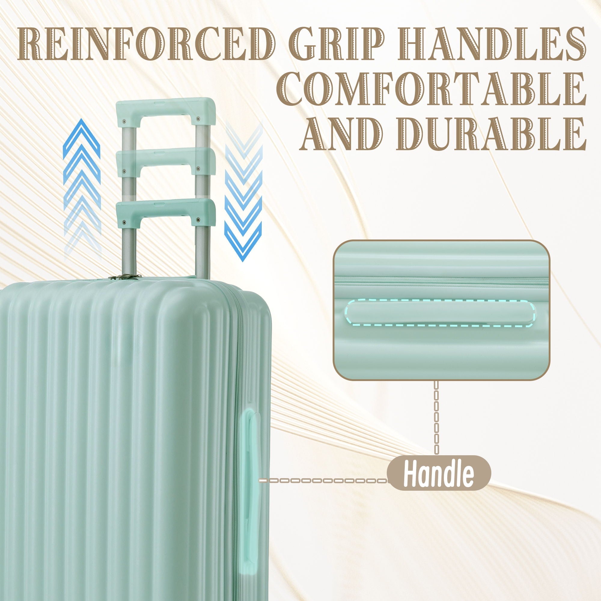 Set Spinner Wheel Luggage, Carry On Suitcase, With Cup Holder & USB Port & Phone Holder