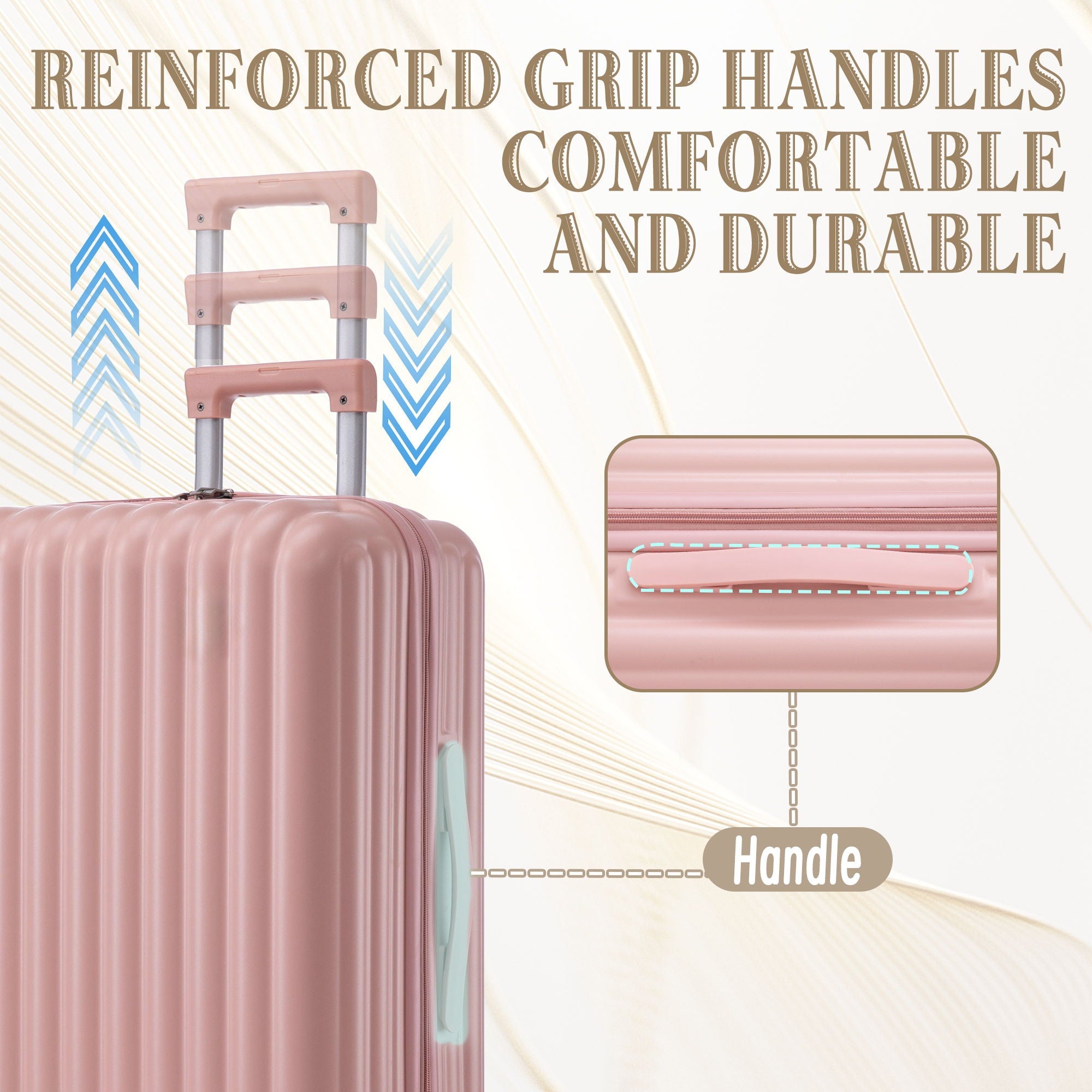 Set Spinner Wheel Luggage, Carry On Suitcase, With Cup Holder & USB Port & Phone Holder
