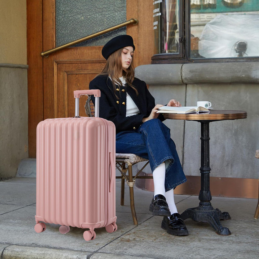 Set Spinner Wheel Luggage, Carry On Suitcase, With Cup Holder & USB Port & Phone Holder
