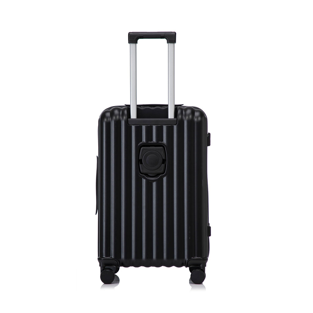 Set Spinner Wheel Luggage, Carry On Suitcase, With Cup Holder & USB Port & Phone Holder