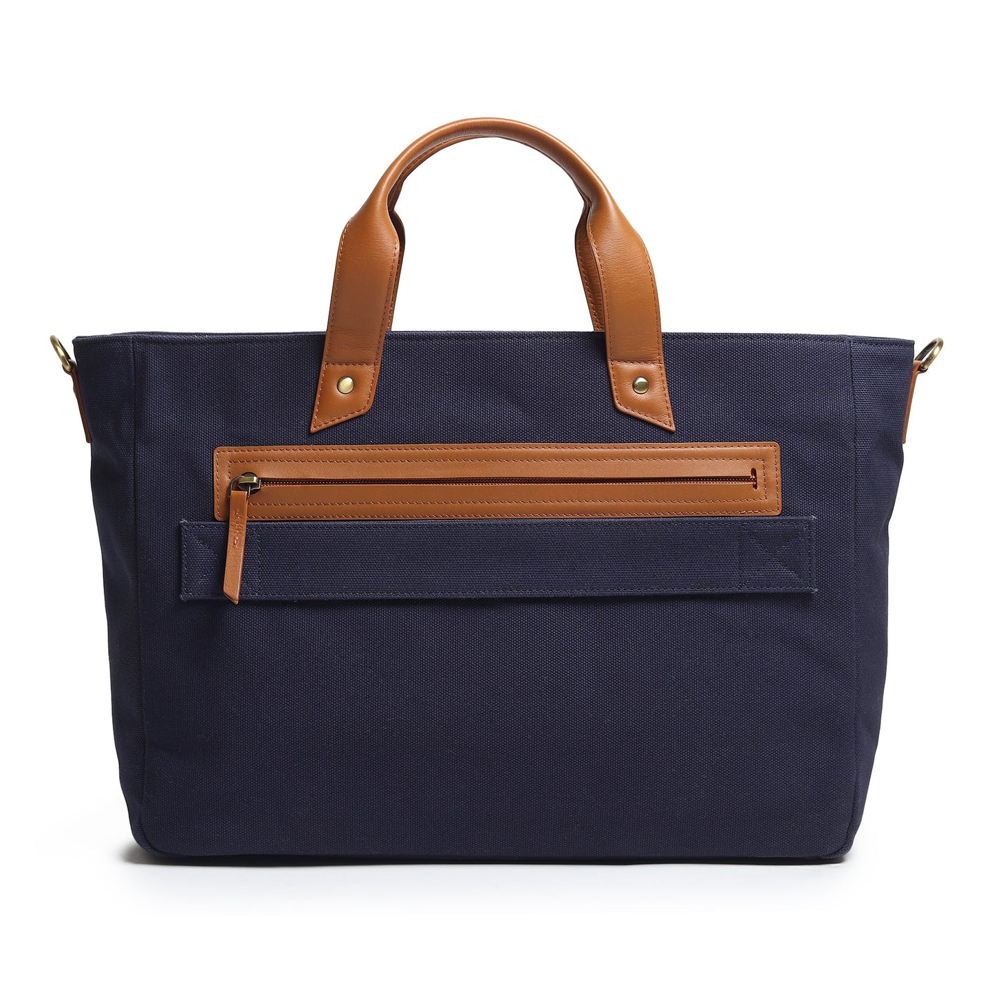 Dark Blue, Voyager Canvas Leather Briefcase