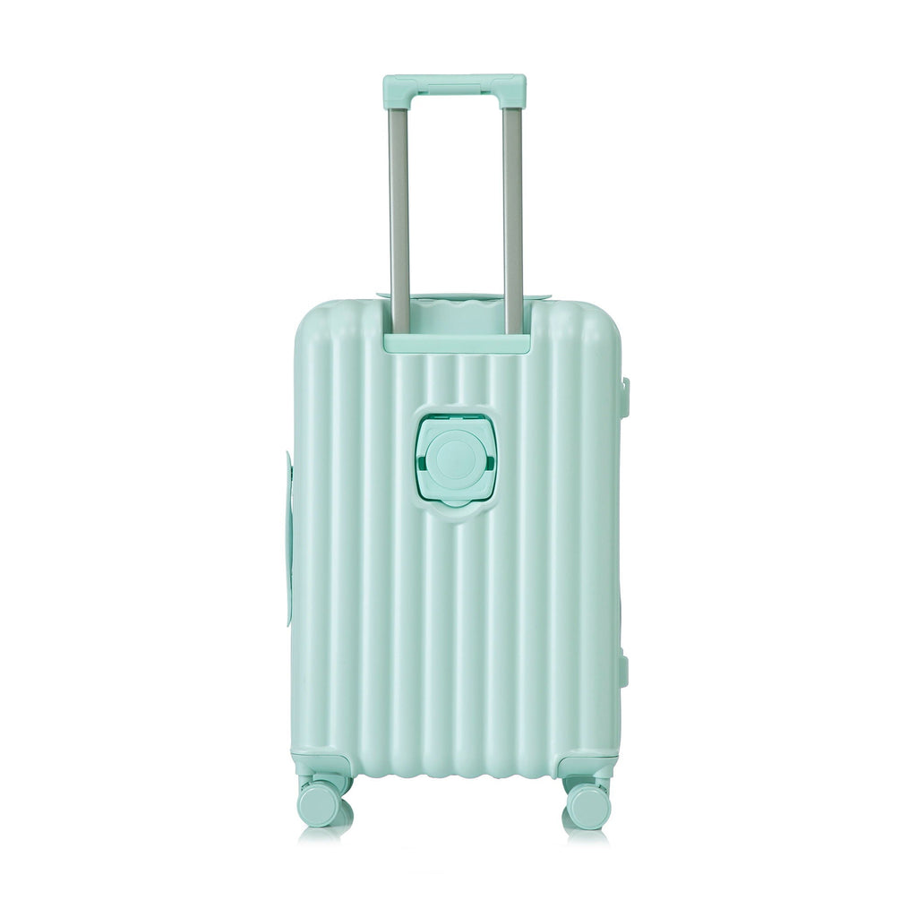Set Spinner Wheel Luggage, Carry On Suitcase, With Cup Holder & USB Port & Phone Holder