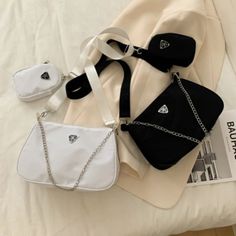 Modern 2-Piece Shoulder Bag Nylon Handbag & Crossbody Set