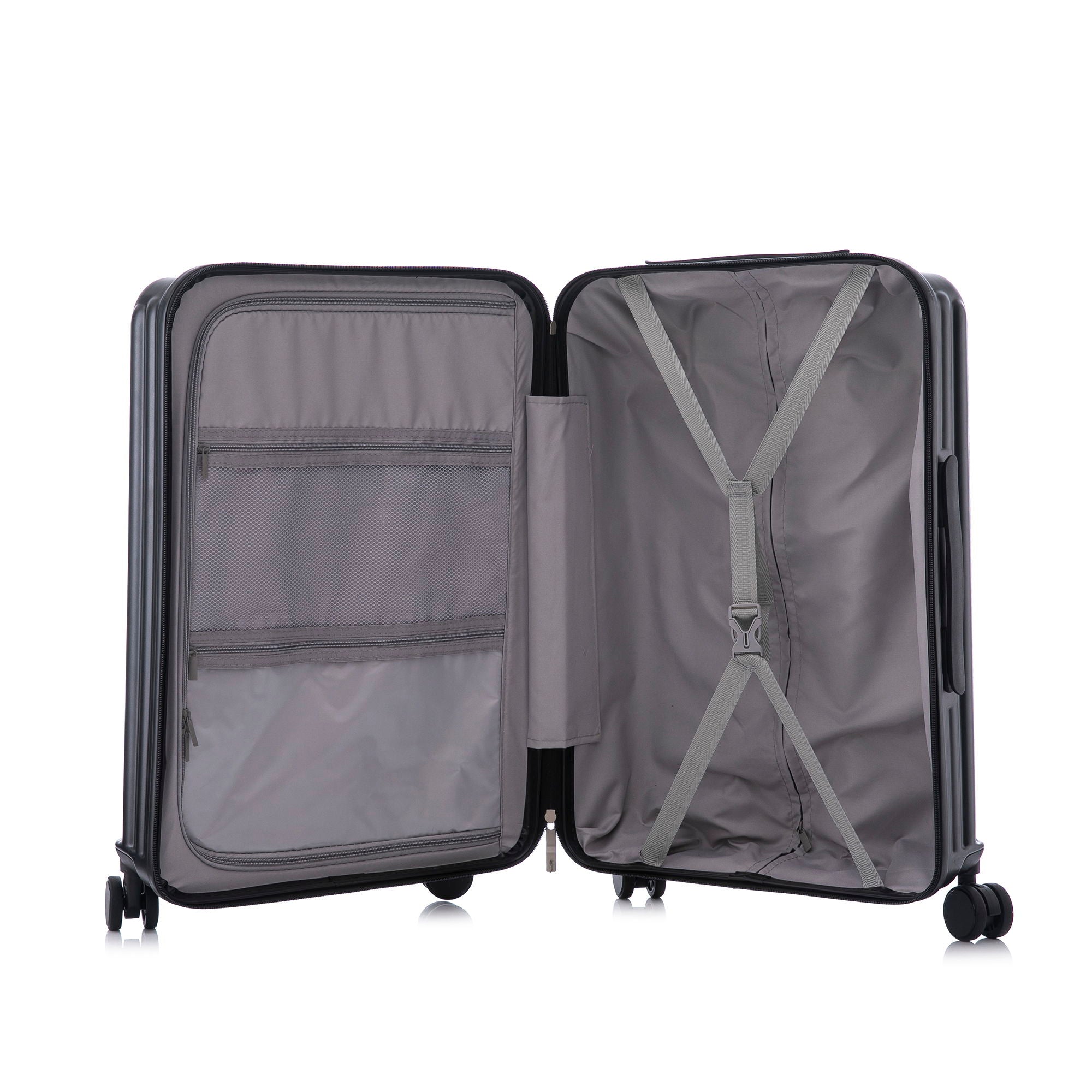 Set Spinner Wheel Luggage, Carry On Suitcase, With Cup Holder & USB Port & Phone Holder