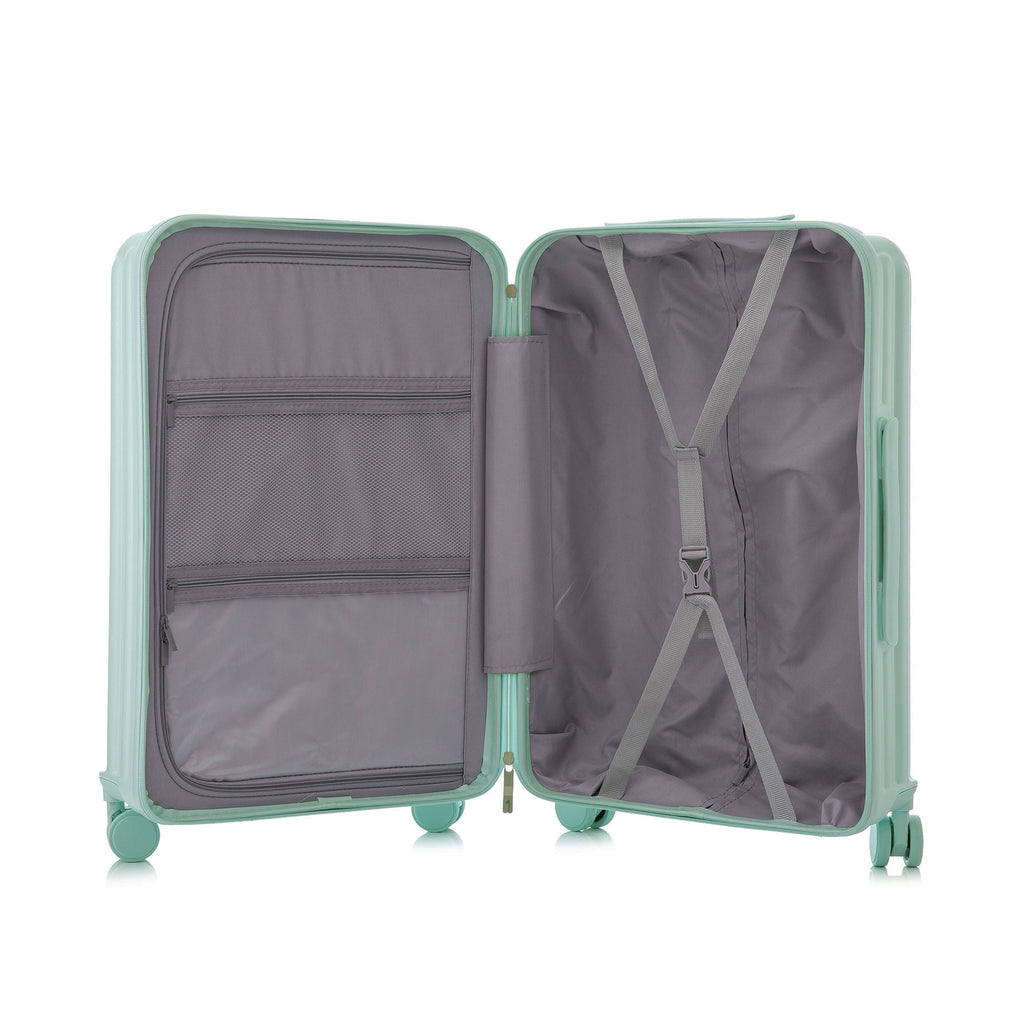 Set Spinner Wheel Luggage, Carry On Suitcase, With Cup Holder & USB Port & Phone Holder