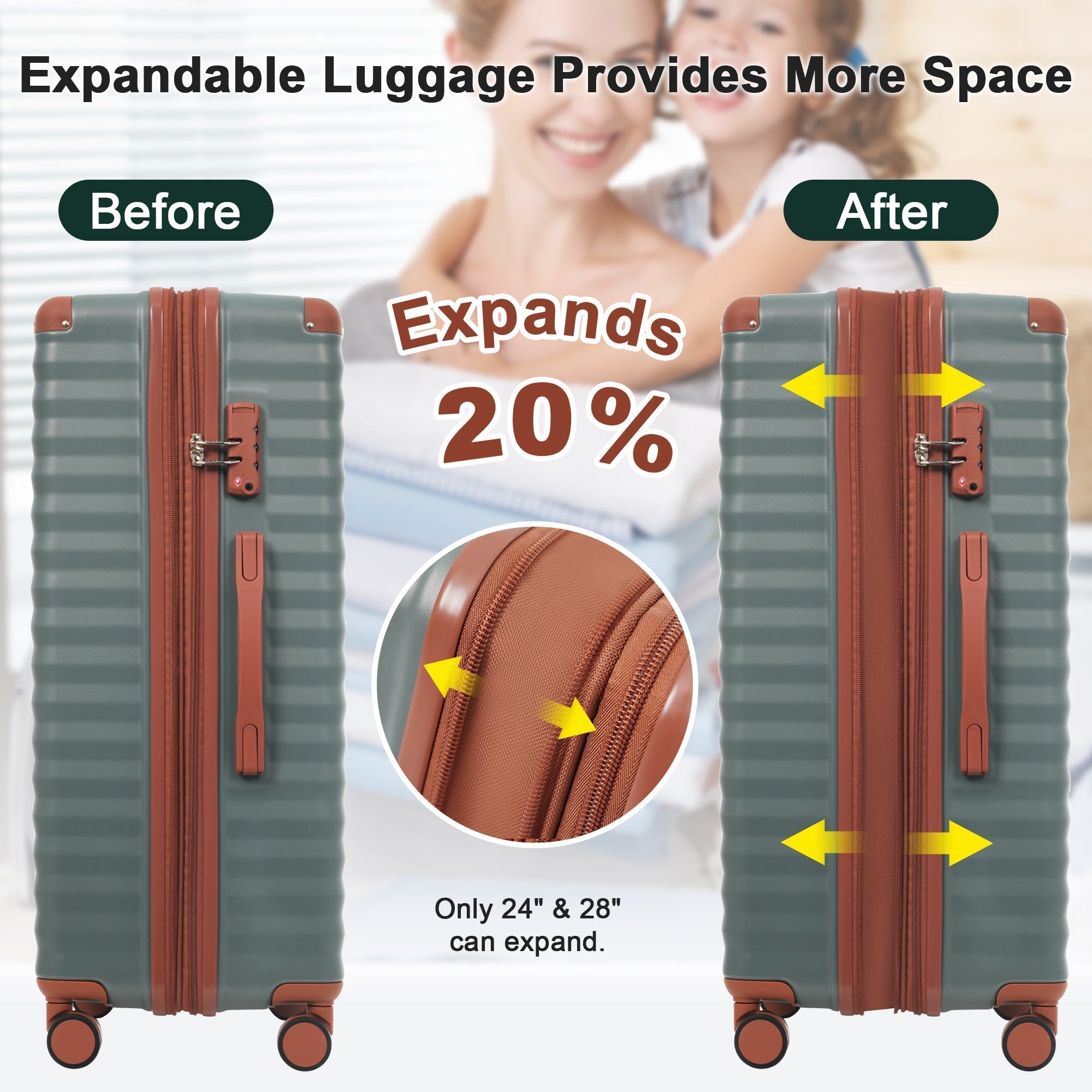 Deluxe 5-Piece Hard-Side Luggage Set with USB and TSA Locks