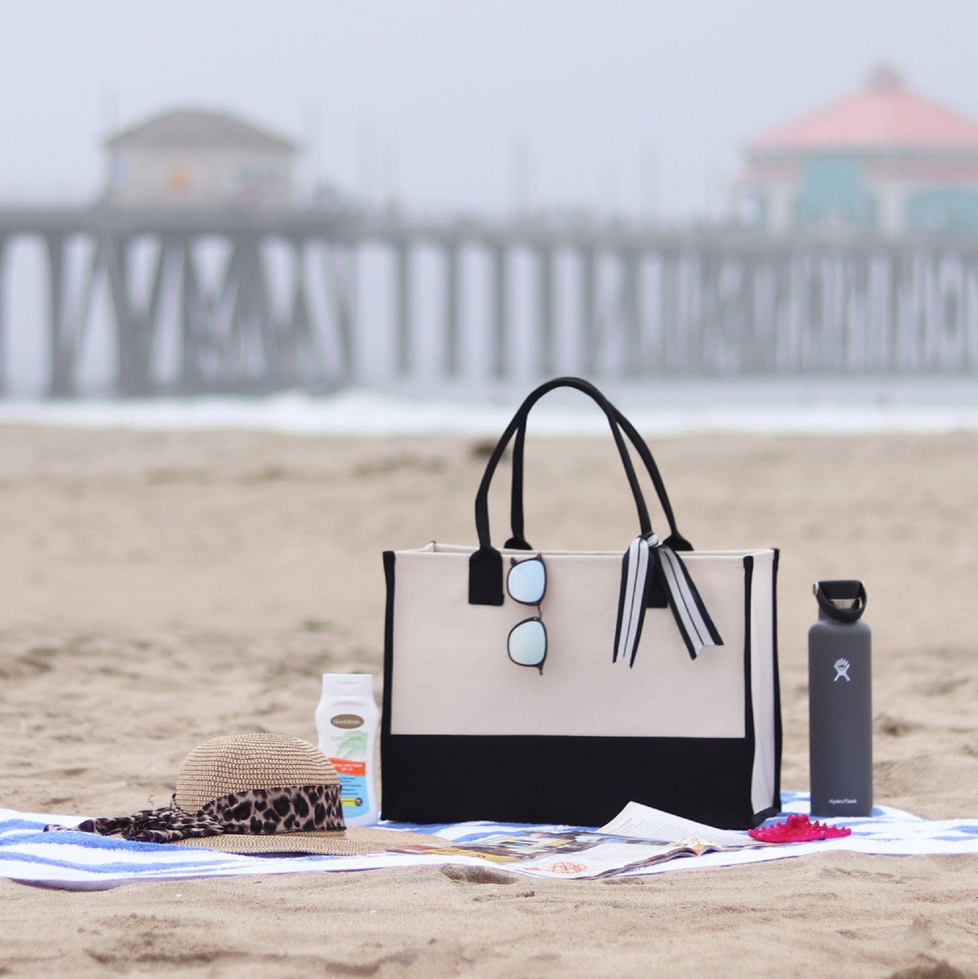 Road Trip Beach Tote Bag - Large Chic Tote Bag - Gift for Her - Vacation Tote Bag - Weekender Bag - Travel Tote